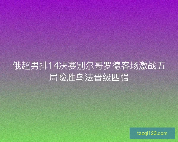 俄超男排14决赛别尔哥罗德客场激战五局险胜乌法晋级四强 俄超男排14决赛别尔哥罗德客场激战五局险胜乌法晋级四强