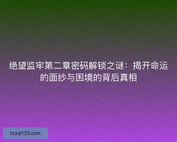 绝望监牢第二章密码解锁之谜：揭开命运的面纱与困境的背后真相