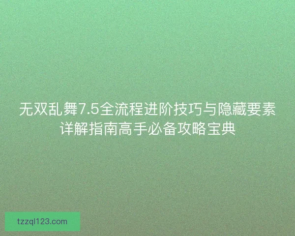 无双乱舞7.5全流程进阶技巧与隐藏要素详解指南高手必备攻略宝典 无双乱舞7.5全流程进阶技巧与隐藏要素详解指南高手必备攻略宝典