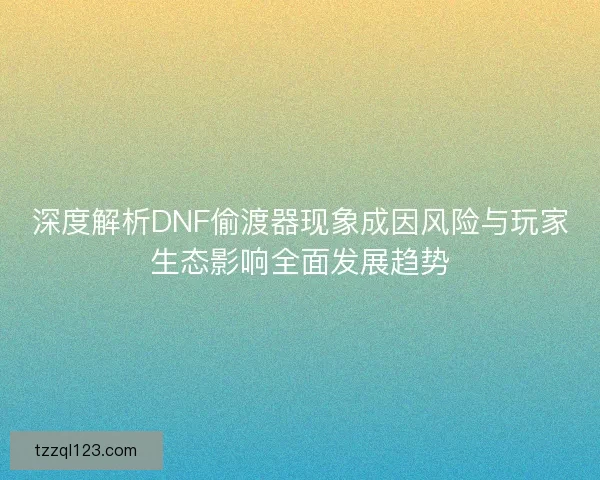 深度解析DNF偷渡器现象成因风险与玩家生态影响全面发展趋势