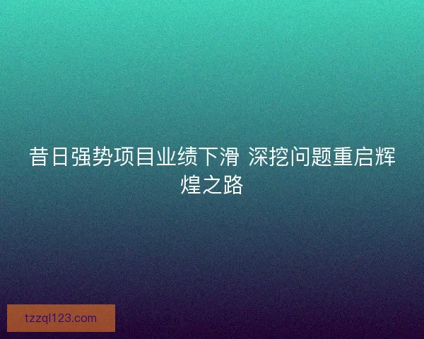 昔日强势项目业绩下滑 深挖问题重启辉煌之路
